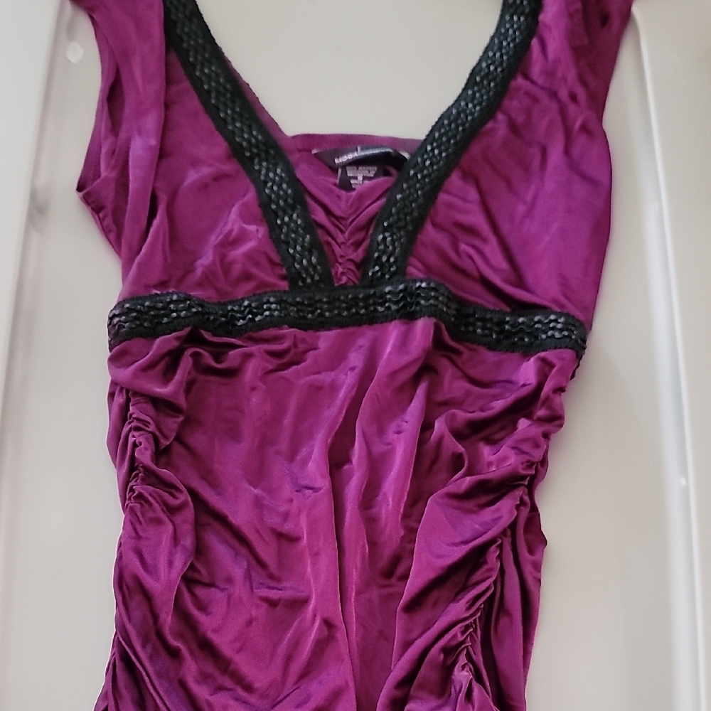 Moda International Purple Blouse with Black Trim